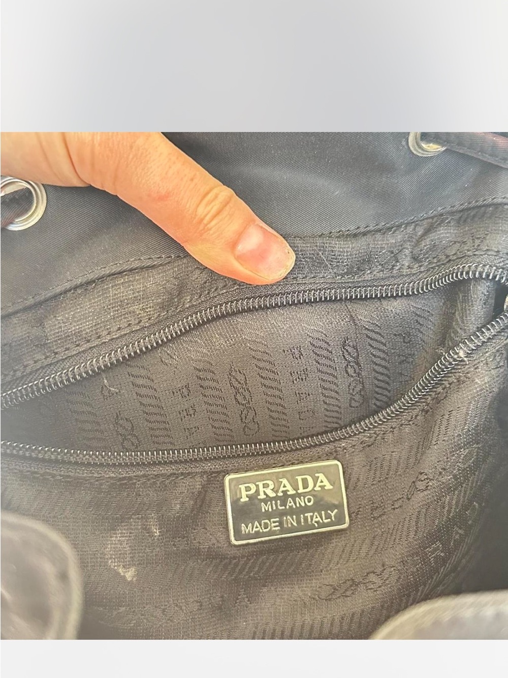 Prada Black Nylon Drawstring Backpack with Front Pockets - Picture 5 of 6